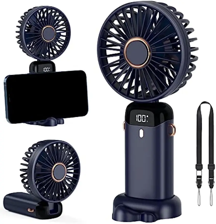 Ventilateur Portable Rechargeable avec Support Téléphone — 3 Vitesses, Silencieux | Minwa Store