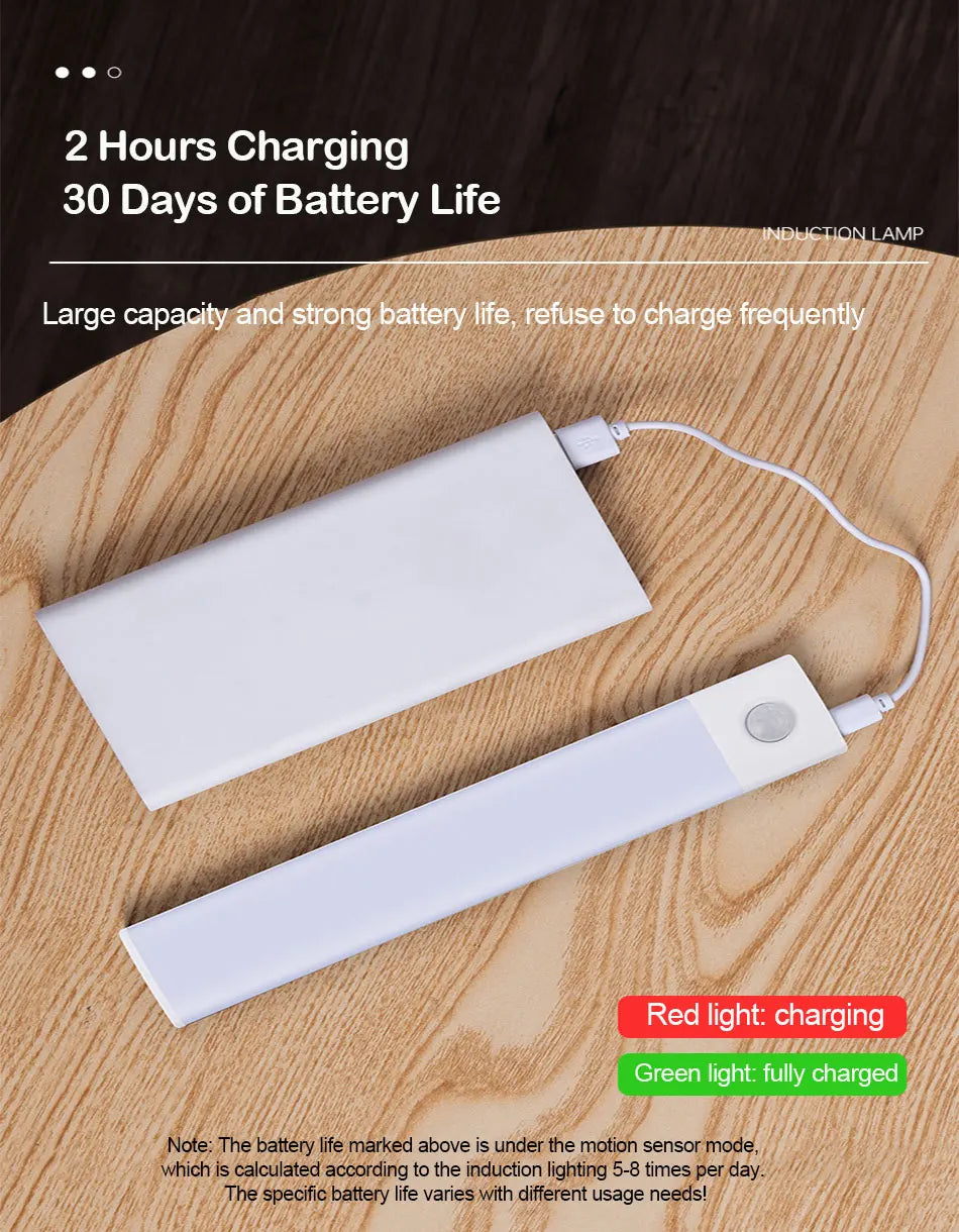 Ultra-thin USB Rechargeable Motion Sensor Cabinet Light Wireless 3 Colors Dimmable LED Closet Wardrobe Lights Lamp 20/30/40CM
