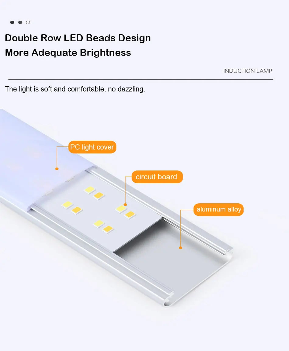 Ultra-thin USB Rechargeable Motion Sensor Cabinet Light Wireless 3 Colors Dimmable LED Closet Wardrobe Lights Lamp 20/30/40CM