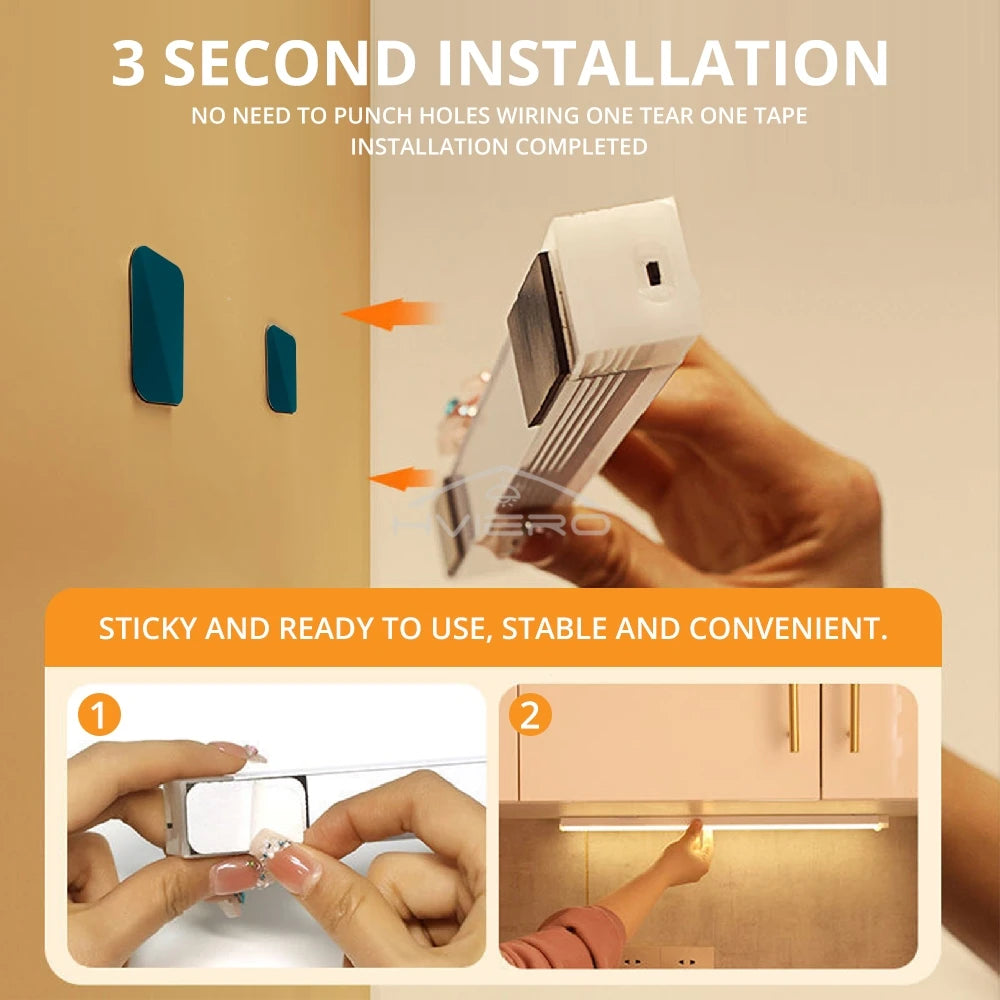 Rechargeable Motion Sensor LED Bar Light Induction Night Light Portable Cordless Magnetic Cabinet Lamp for Kitchen Bedside Room
