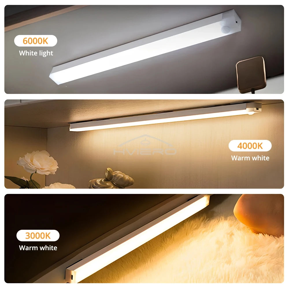 Rechargeable Motion Sensor LED Bar Light Induction Night Light Portable Cordless Magnetic Cabinet Lamp for Kitchen Bedside Room