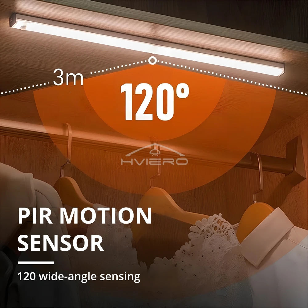 Rechargeable Motion Sensor LED Bar Light Induction Night Light Portable Cordless Magnetic Cabinet Lamp for Kitchen Bedside Room