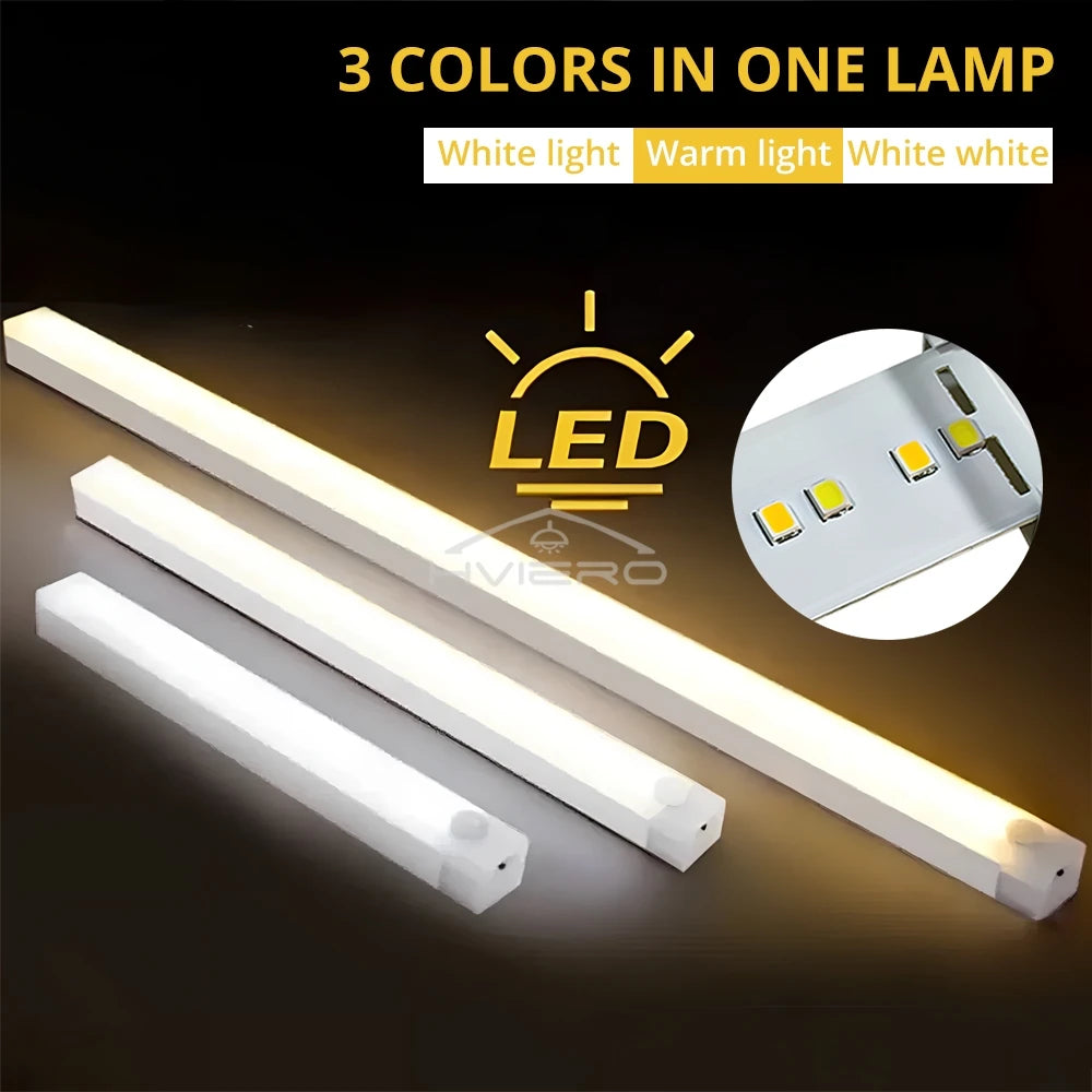 Rechargeable Motion Sensor LED Bar Light Induction Night Light Portable Cordless Magnetic Cabinet Lamp for Kitchen Bedside Room