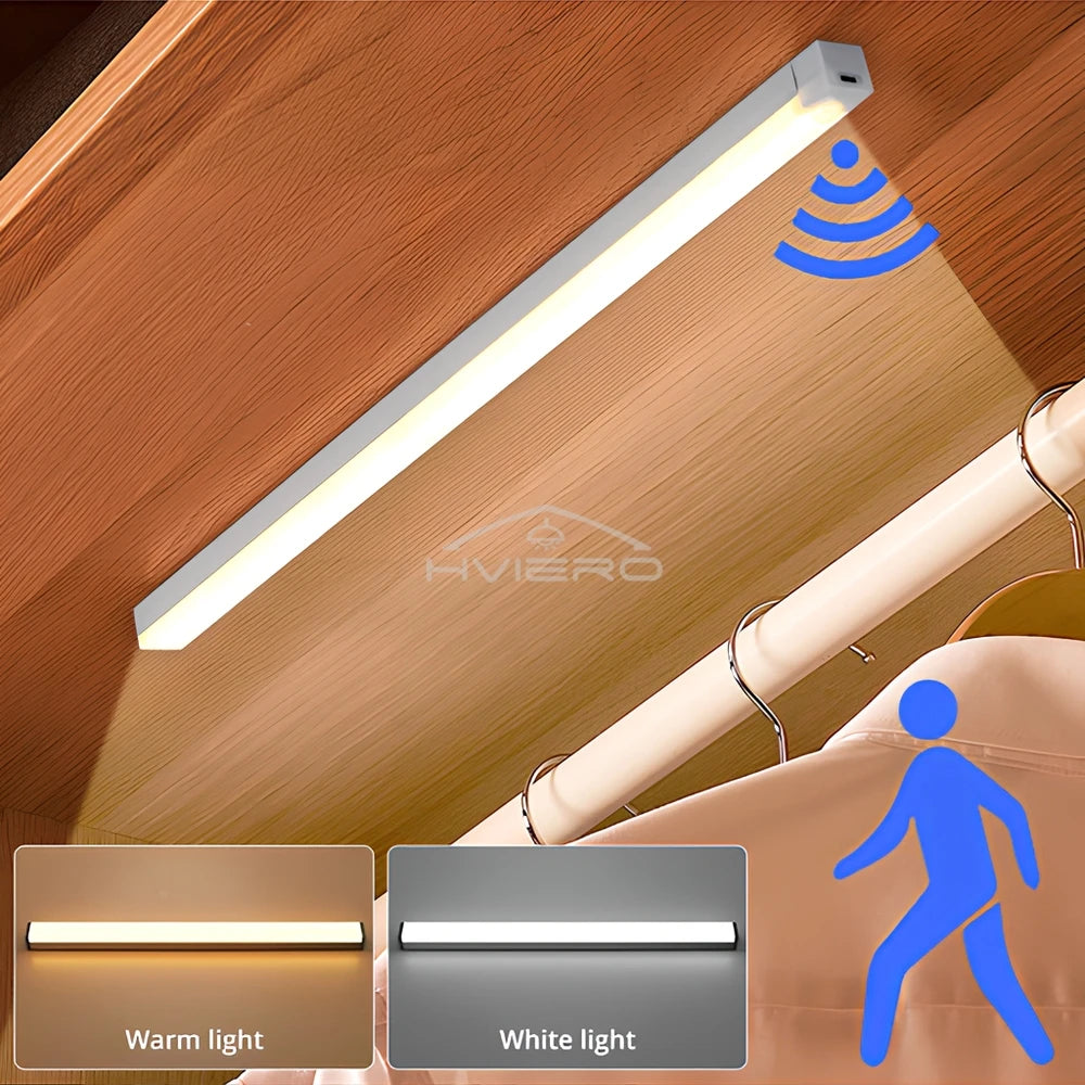 Rechargeable Motion Sensor LED Bar Light Induction Night Light Portable Cordless Magnetic Cabinet Lamp for Kitchen Bedside Room