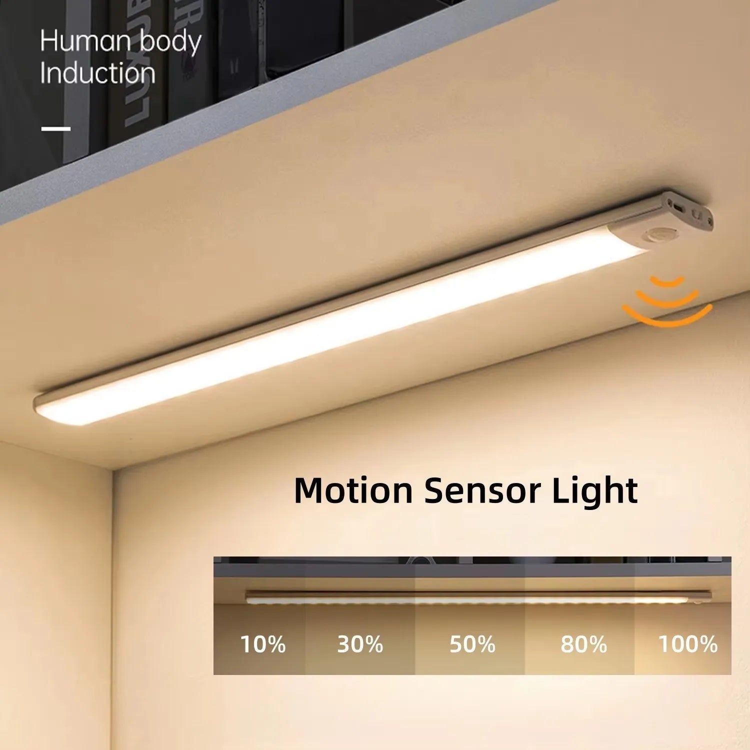 Ultra-thin USB Rechargeable Motion Sensor Cabinet Light Wireless 3 Colors Dimmable LED Closet Wardrobe Lights Lamp 20/30/40CM