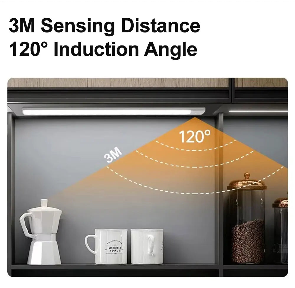 Ultra-thin USB Rechargeable Motion Sensor Cabinet Light Wireless 3 Colors Dimmable LED Closet Wardrobe Lights Lamp 20/30/40CM