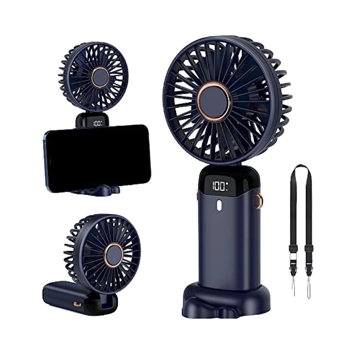 Ventilateur Portable Rechargeable avec Support Téléphone — 3 Vitesses, Silencieux | Minwa Store